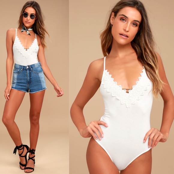 Free People Tops - NWT Intimately FP White Lace Chest Bodysuit